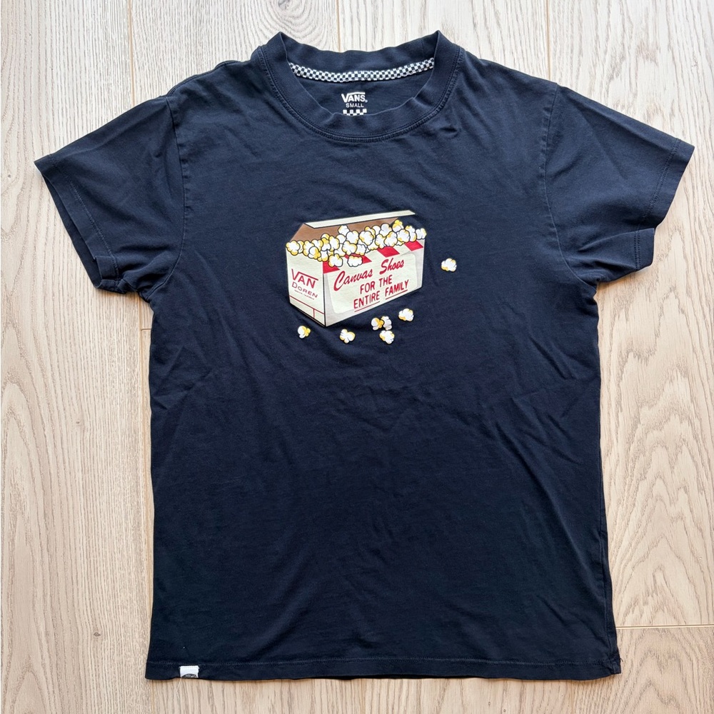 3/$20 Vans Off The Wall Popcorn Graphic T-Shirt Checkerboard Neck Tape Small